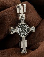 Крест из белого золота c эмалью и эбеновым деревом