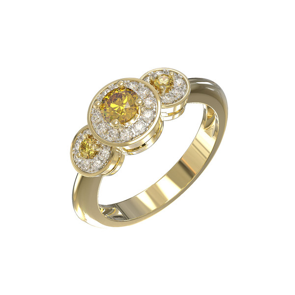 Кольцо из лимонного золота 585 пробы c бриллиантами