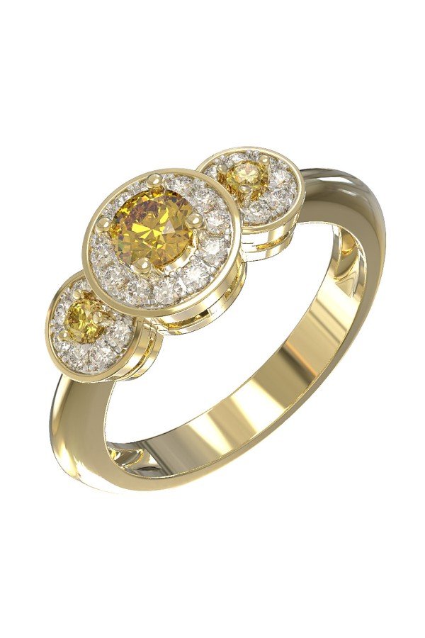 Кольцо из лимонного золота c бриллиантами