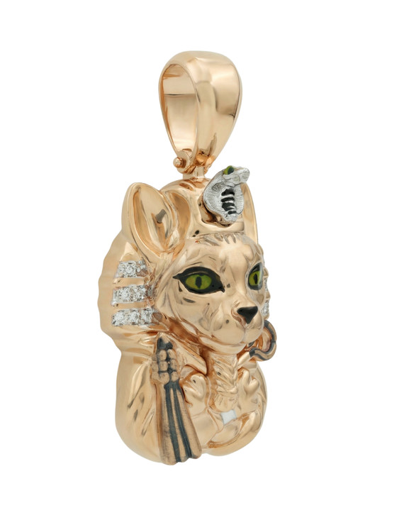 Подвеска из красного золота 585 пробы c эмалью, бриллиантами и рубином