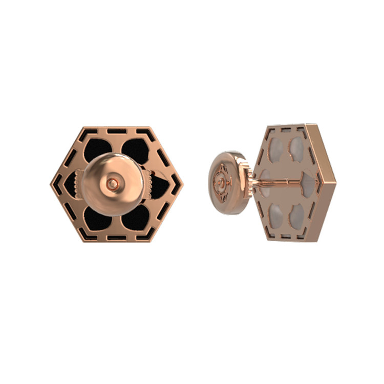 Серьги из красного золота 585 пробы c ониксом и перламутром