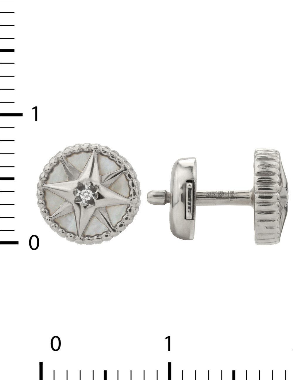Серьги из белого золота c бриллиантами, лазуритом и перламутром