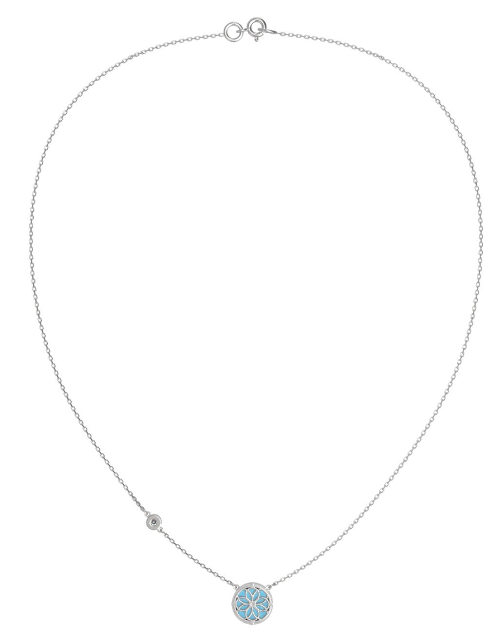 Колье из белого золота c бриллиантами и бирюзой