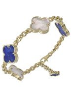 Браслет из лимонного золота c лазуритом и перламутром