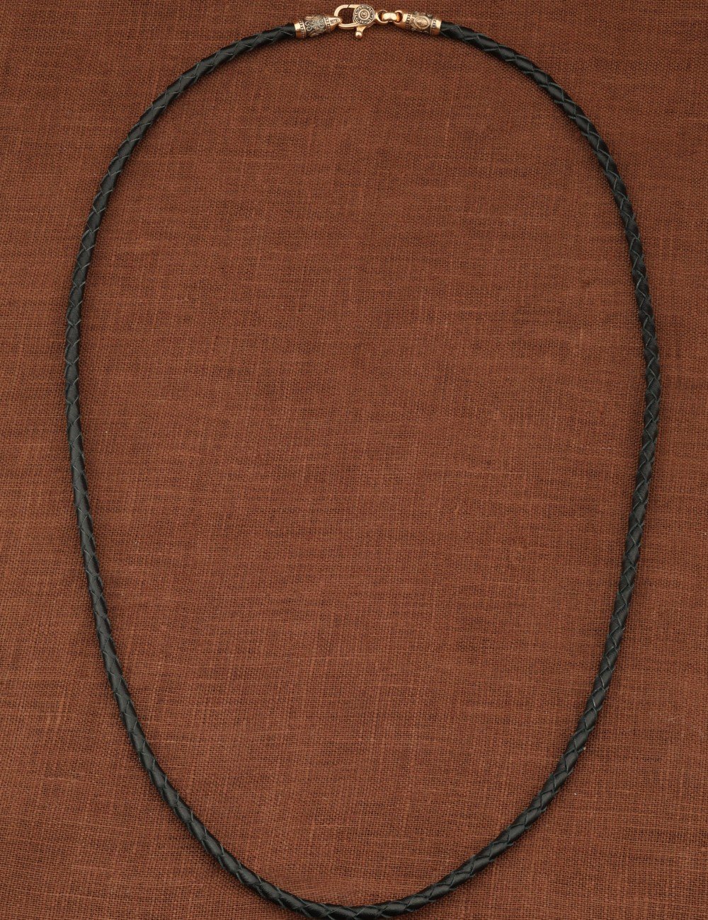 Гайтан из золота c кожаным шнурком