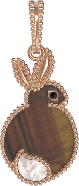 Подвеска из золота c эмалью, тигровым глазом и перламутром