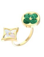 Кольцо из лимонного золота c малахитом и перламутром