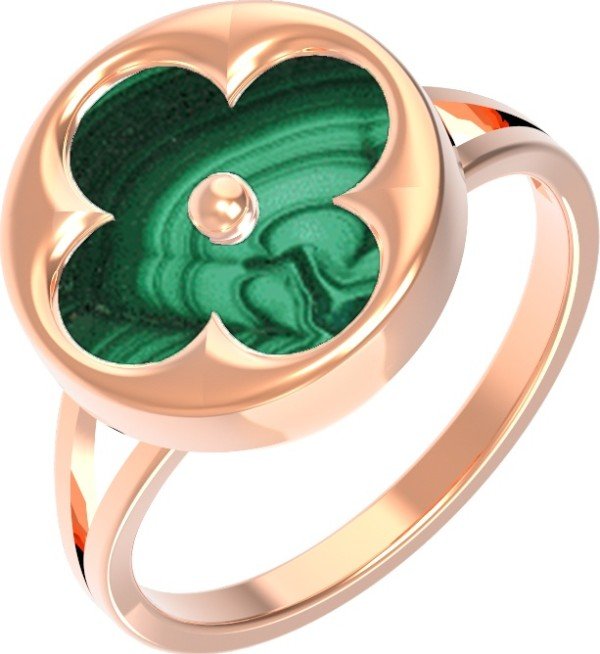 Кольцо из золота c малахитом