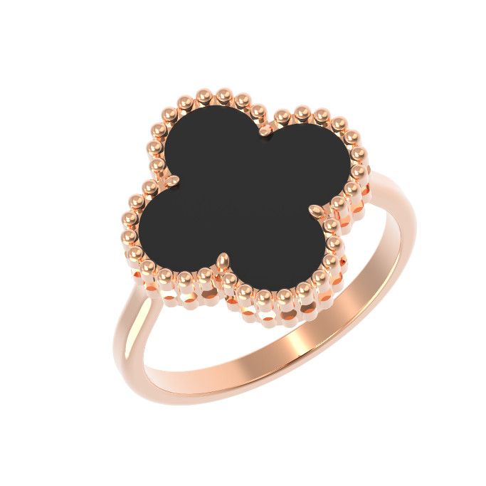 Кольцо из красного золота 585 пробы c ониксом