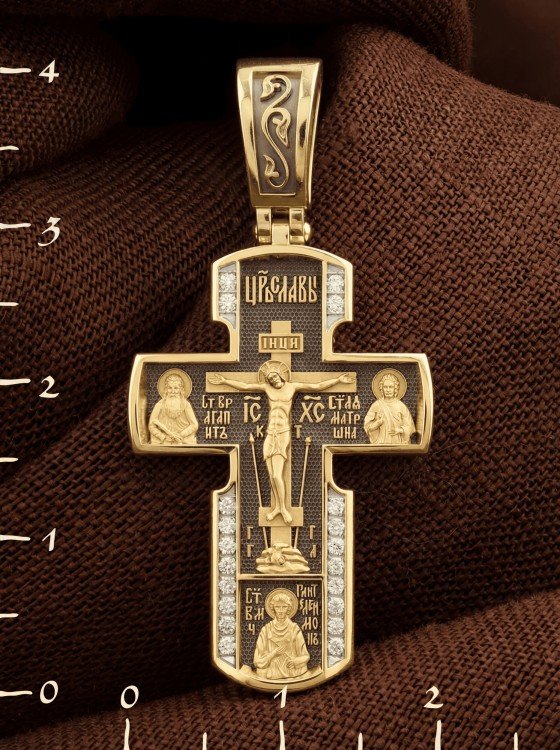 Крест из лимонного золота c бриллиантами