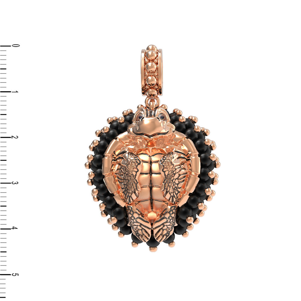 Подвеска из красного золота 585 пробы c эмалью и ониксом