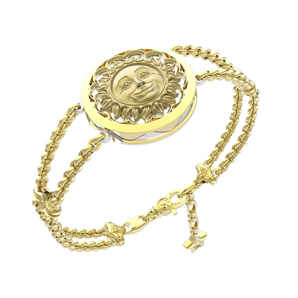 Браслет из лимонного золота 585 пробы c ониксом и перламутром