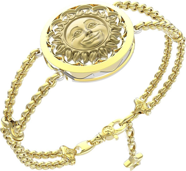 Браслет из лимонного золота 585 пробы c ониксом и перламутром