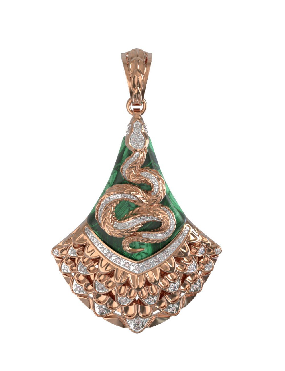 Подвеска из золота c бриллиантами и малахитом