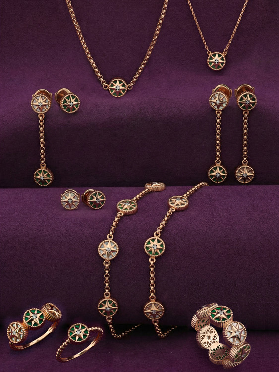 Кольцо из красного золота 585 пробы c бриллиантами и малахитом