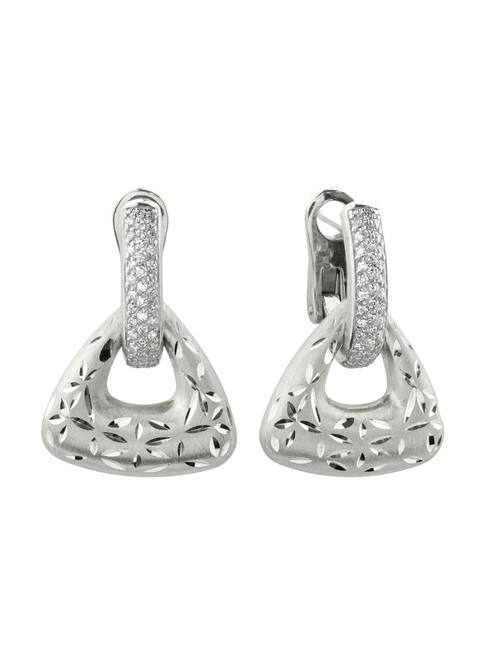 Серьги из белого золота 585 пробы c бриллиантами