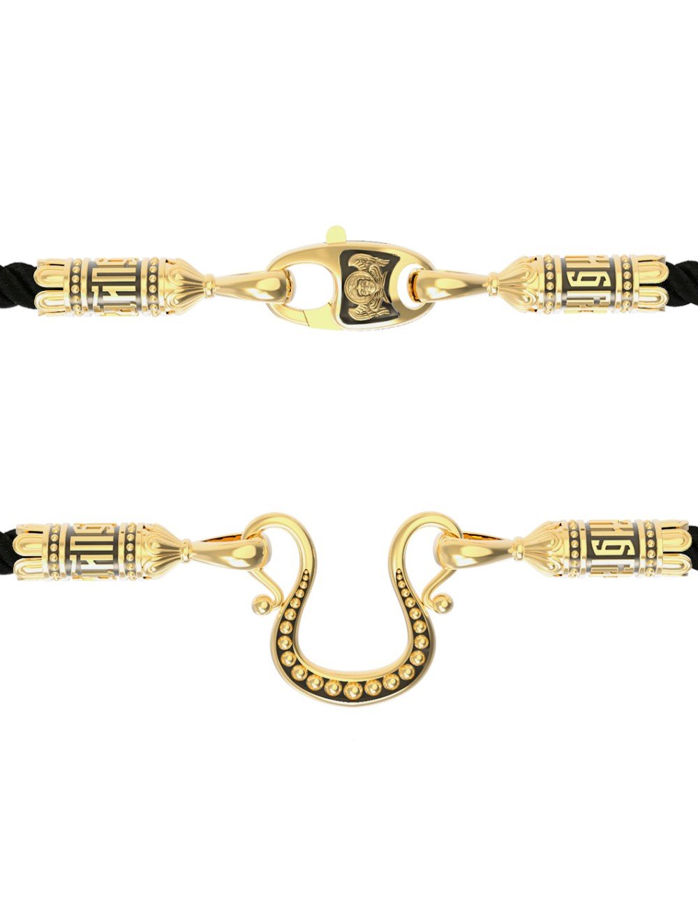 Шнурок шёлковый из лимонного золота c шёлковым шнурком