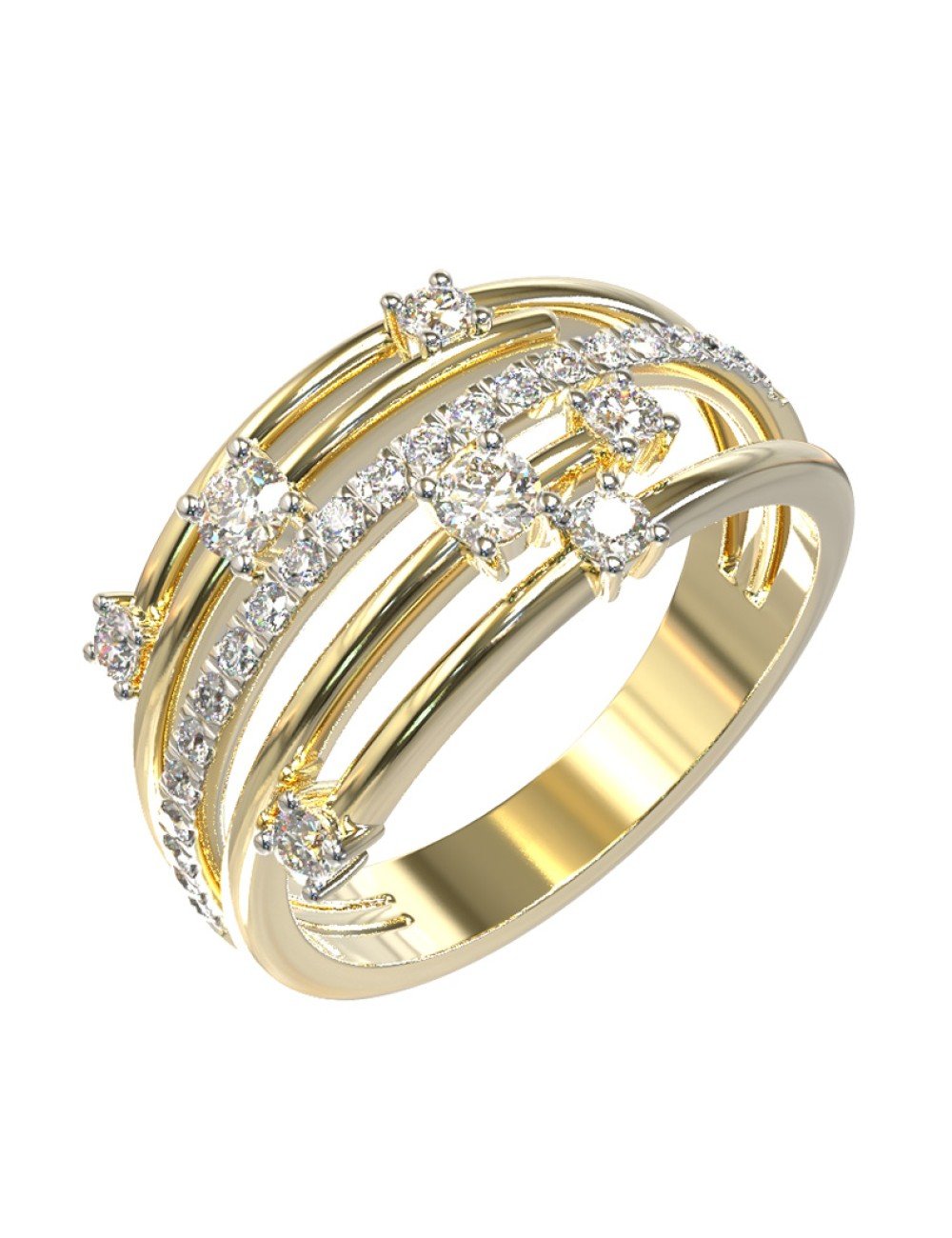 Кольцо из лимонного золота c бриллиантами