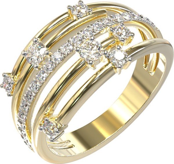 Кольцо из лимонного золота c бриллиантами