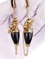 Серьги из лимонного золота c эмалью и ониксом