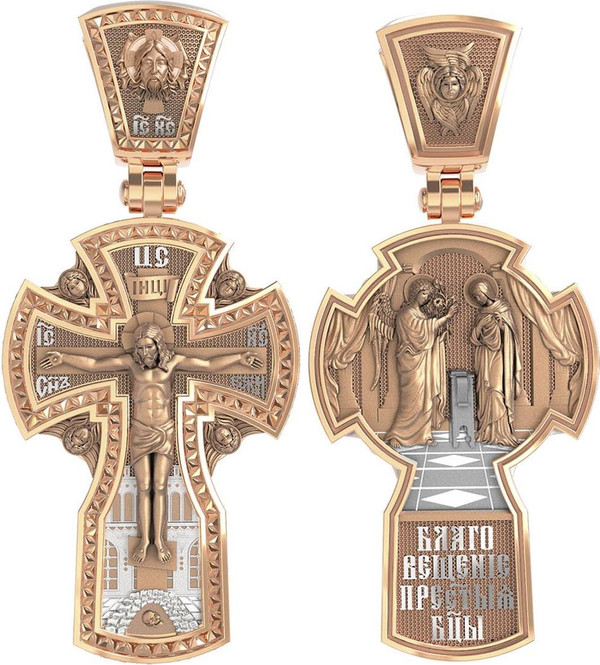 Крест из красного золота 585 пробы