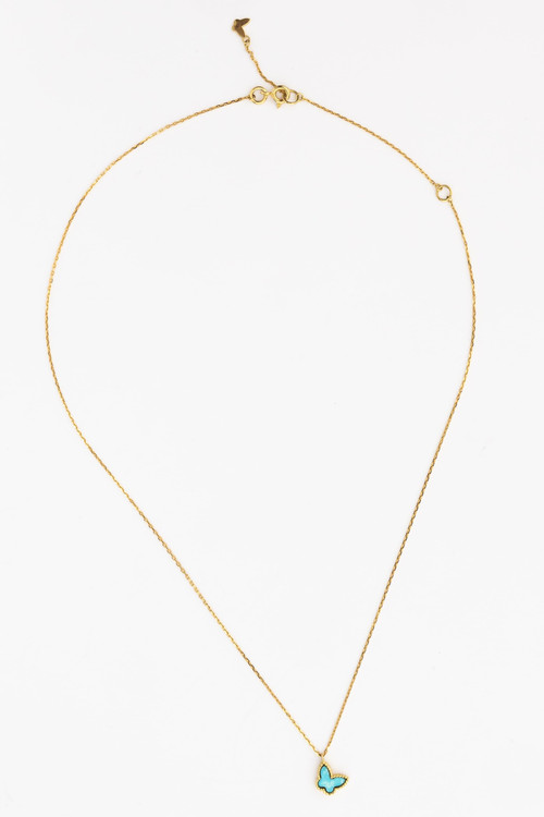 Колье из лимонного золота 585 пробы c бирюзой