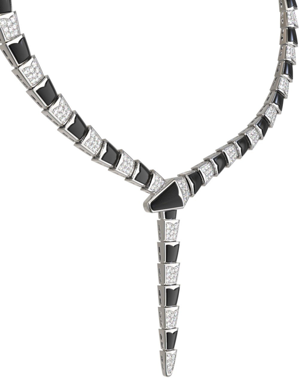 Колье из белого золота c бриллиантами и ониксом