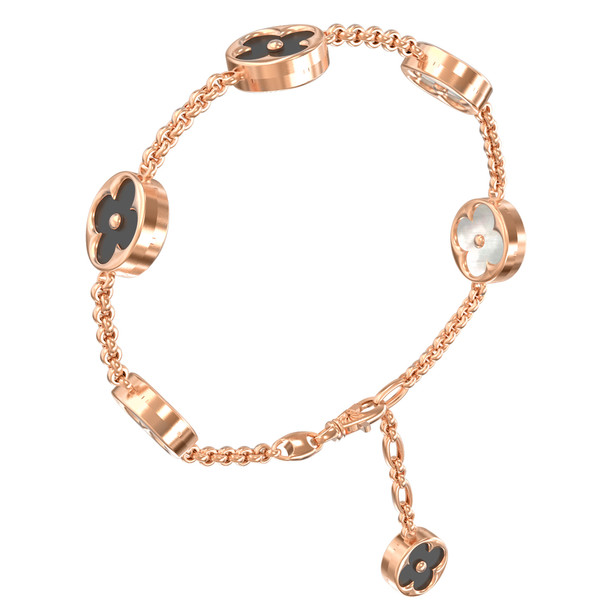 Браслет из красного золота 585 пробы c ониксом и перламутром