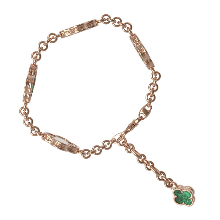 Браслет из красного золота 585 пробы c малахитом и перламутром