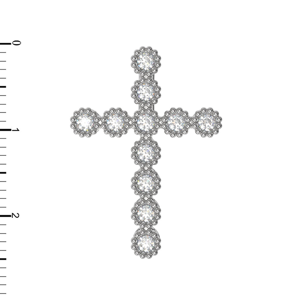 Крест из белого золота 585 пробы c бриллиантами