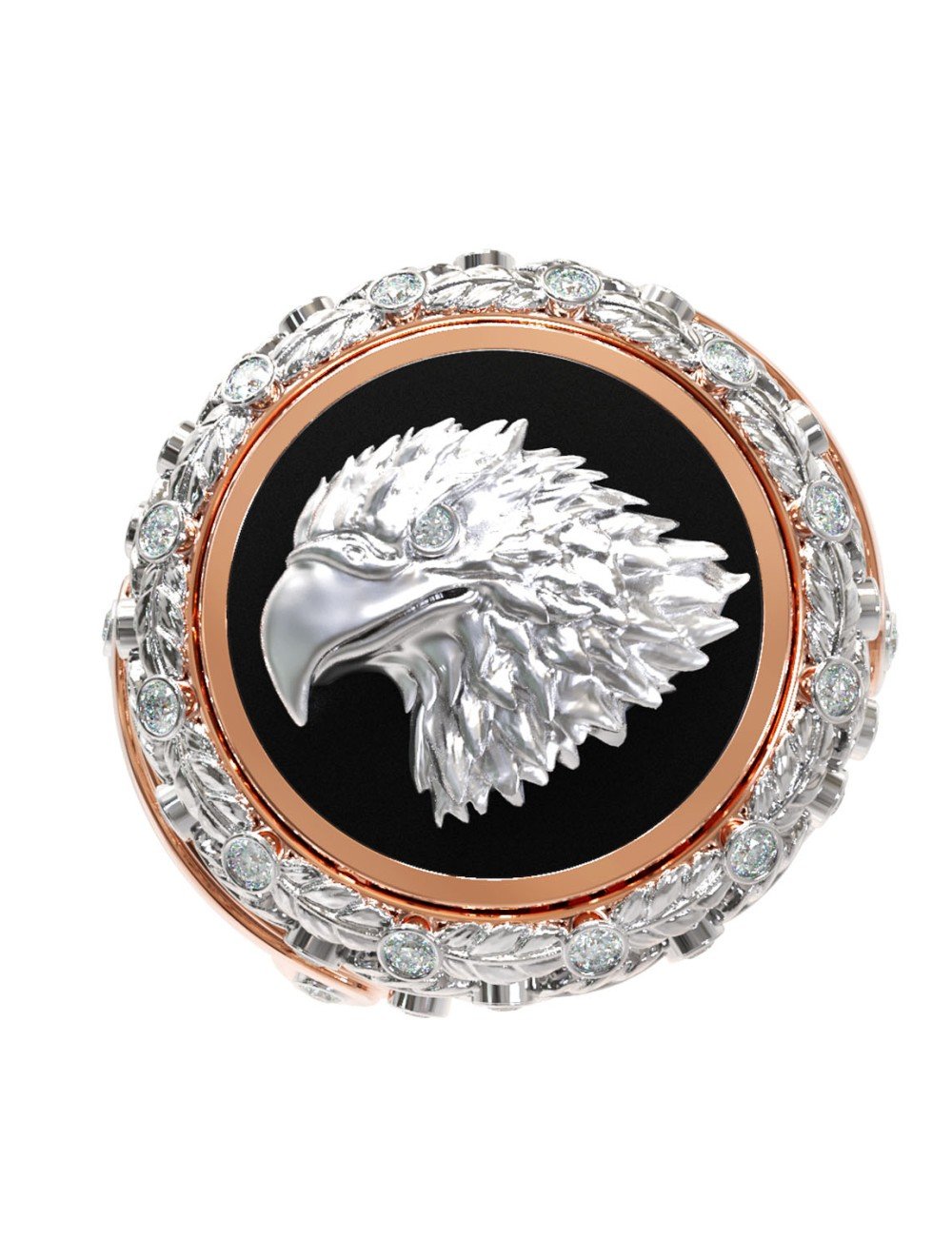 Кольцо из золота c бриллиантами и ониксом