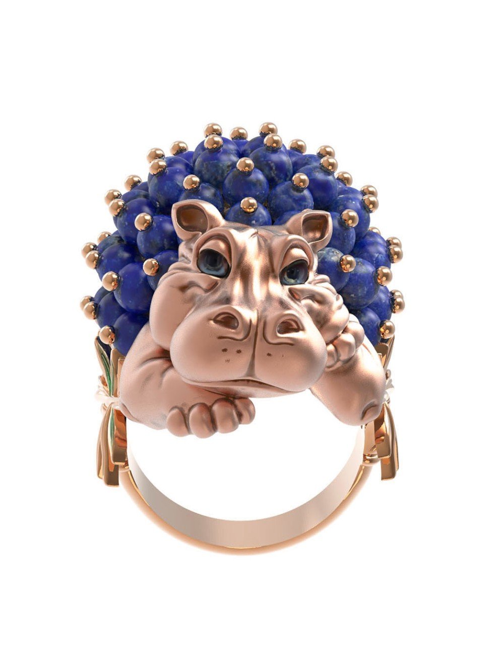 Кольцо из золота c эмалью и лазуритом