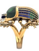 Кольцо из лимонного золота c эмалью, фианитом и турмалином