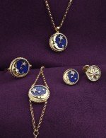 Браслет из лимонного золота c бриллиантами, лазуритом и перламутром