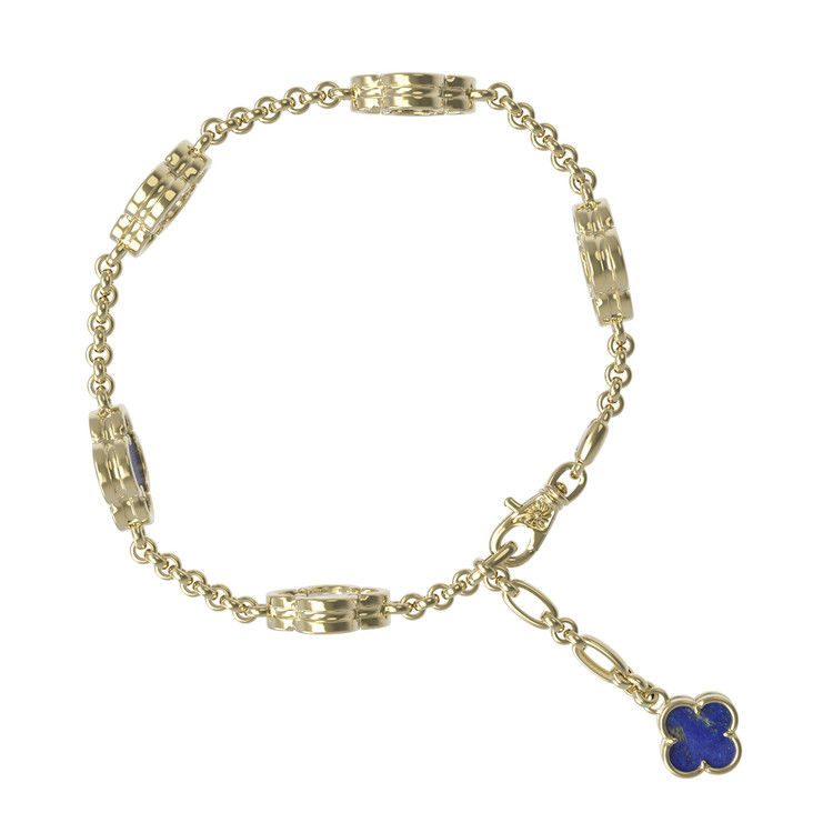 Браслет из лимонного золота 585 пробы c лазуритом и перламутром