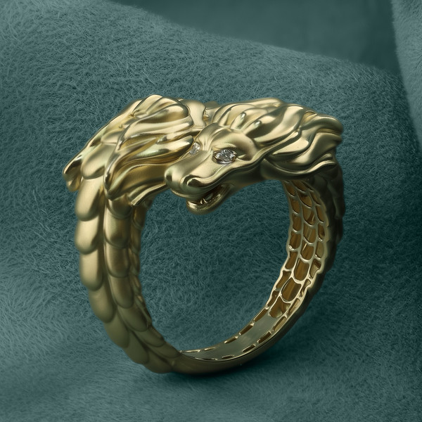 Кольцо из лимонного золота 585 пробы c бриллиантами