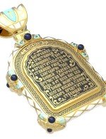 Образок из лимонного золота c эмалью, иконописью и темперой