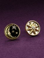 Серьги из лимонного золота c бриллиантами, ониксом и перламутром