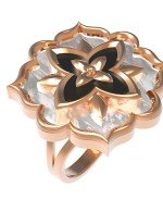 Кольцо из золота c ониксом и перламутром