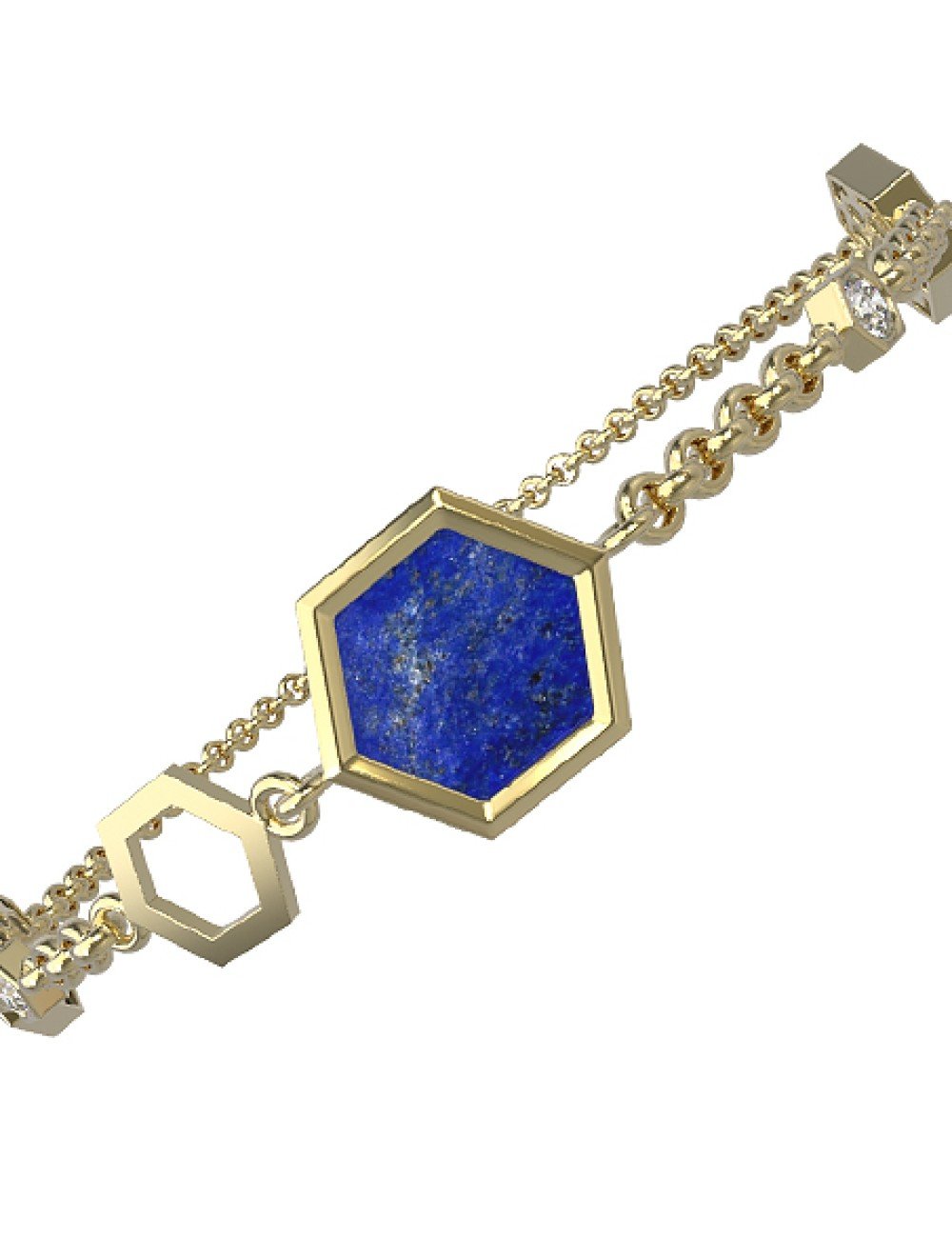 Браслет из лимонного золота c бриллиантами, лазуритом и перламутром