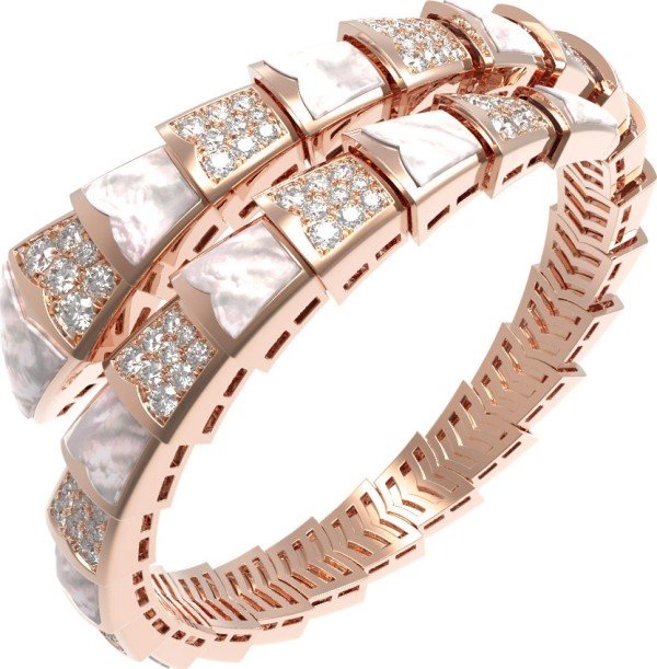 Браслет из золота c бриллиантами и перламутром