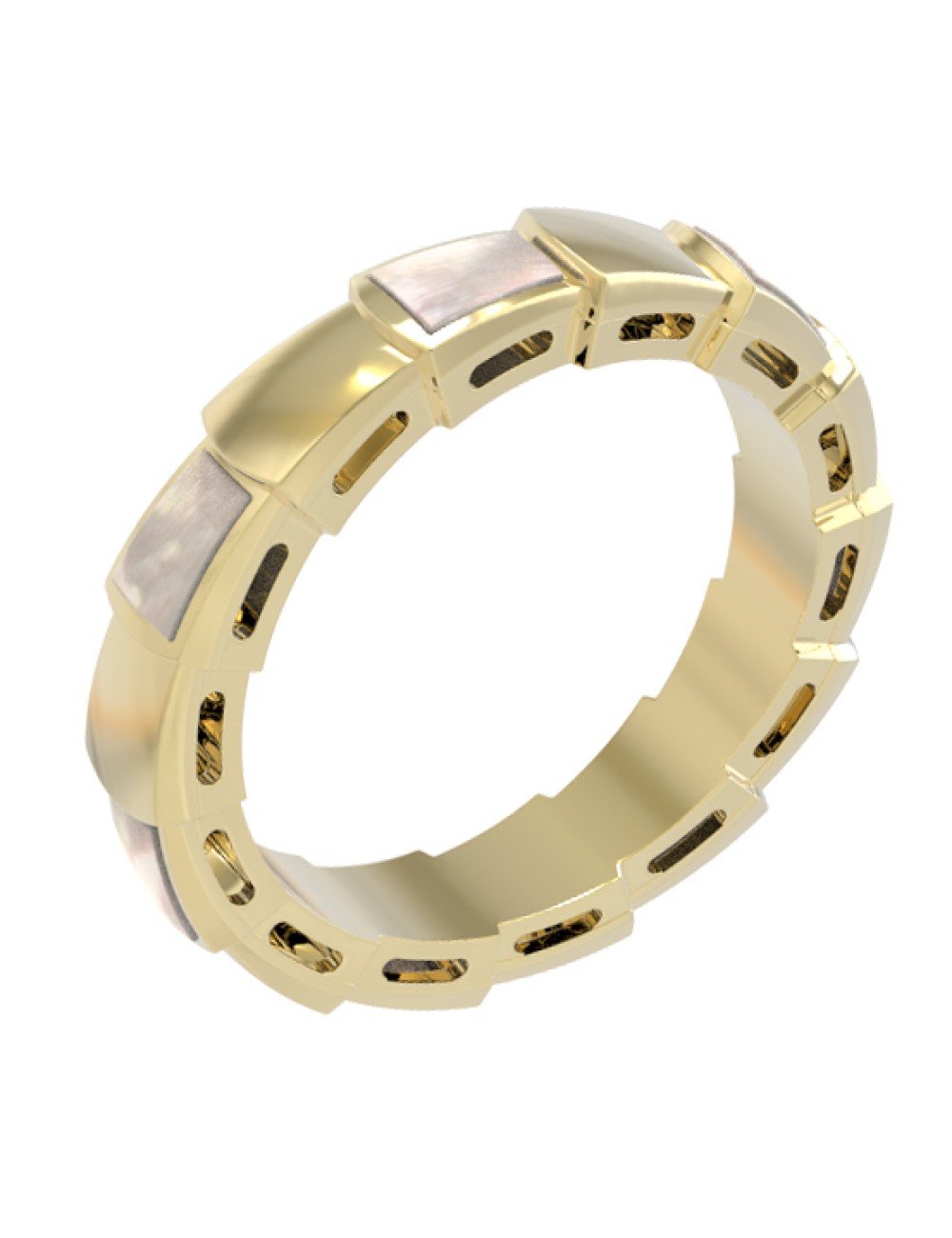 Кольцо из лимонного золота c перламутром