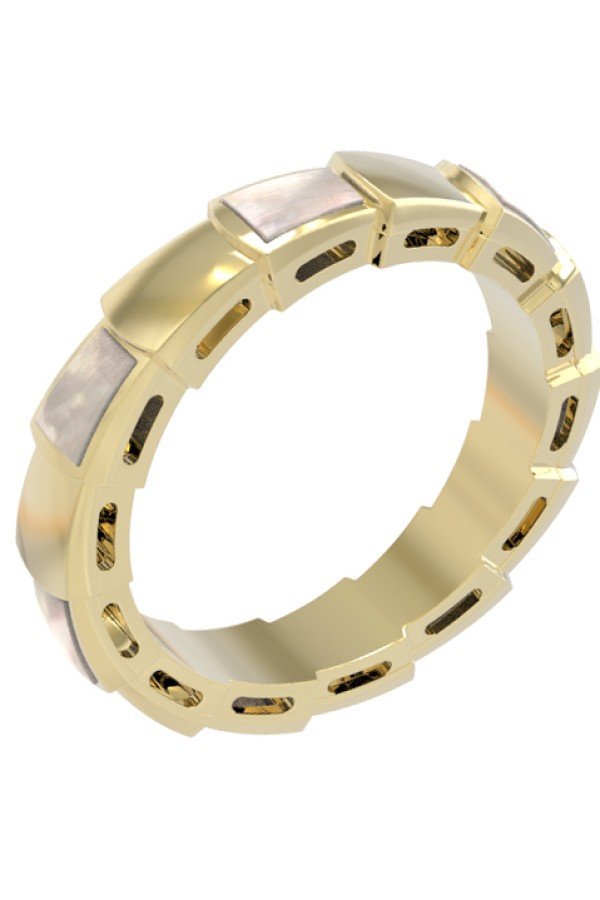 Кольцо из лимонного золота c перламутром