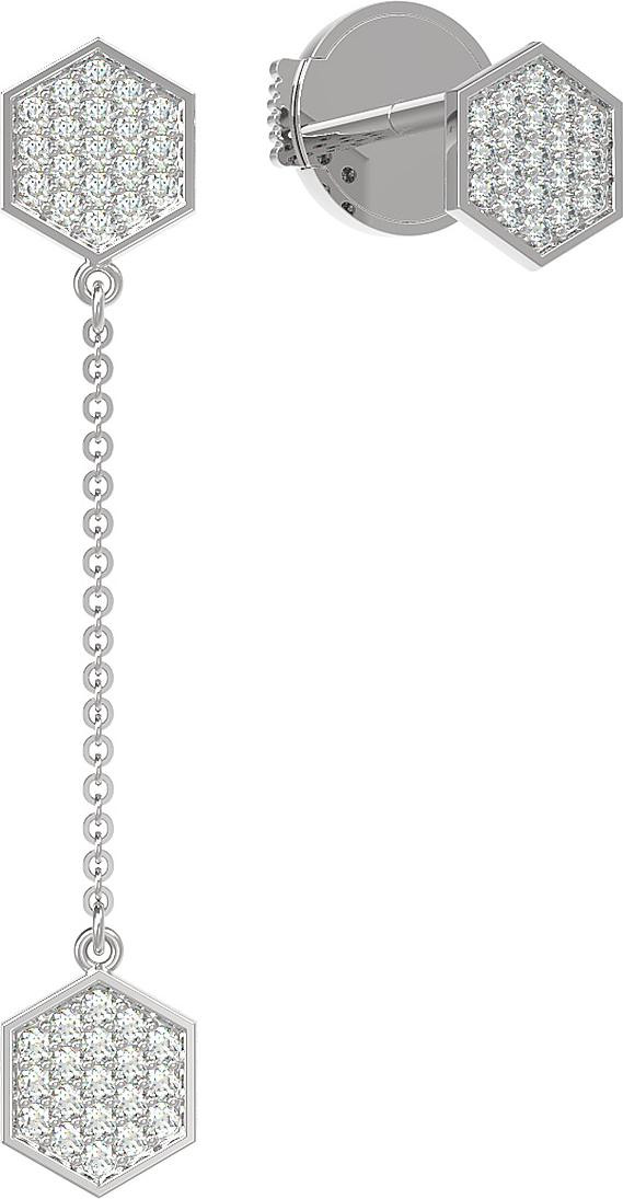 Серьги из белого золота 585 пробы c бриллиантами