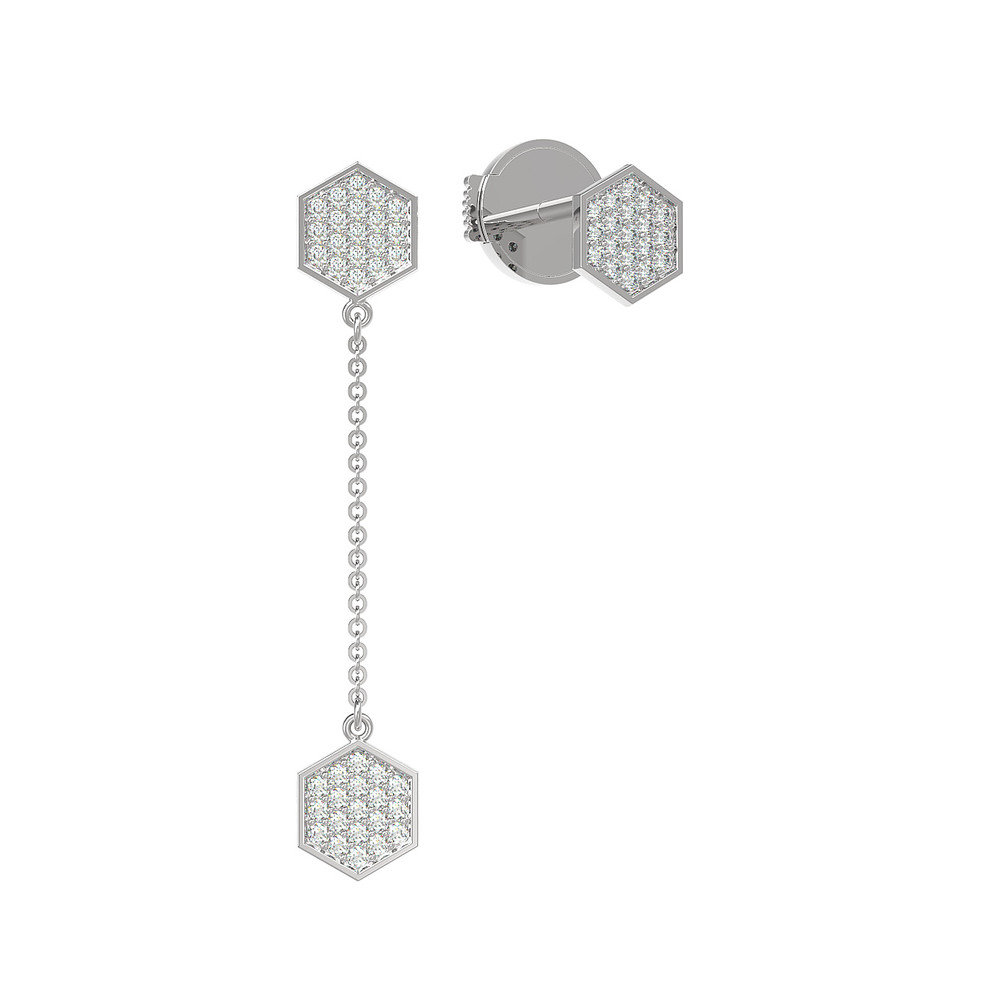 Серьги из белого золота 585 пробы c бриллиантами