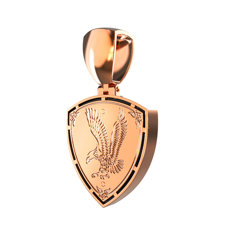 Подвеска из красного золота 585 пробы c бриллиантами и ониксом