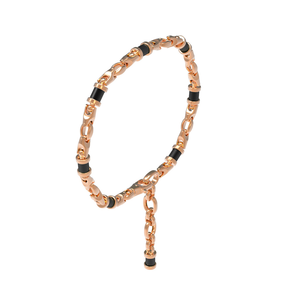 Браслет из красного золота 585 пробы c ониксом