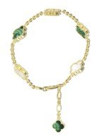 Браслет из лимонного золота c малахитом и перламутром