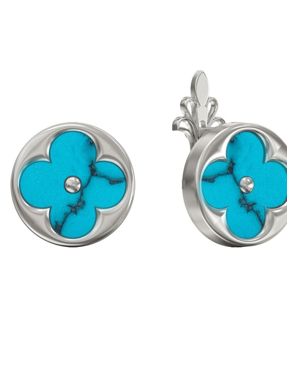 Серьги из белого золота c бирюзой