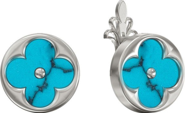 Серьги из белого золота c бирюзой